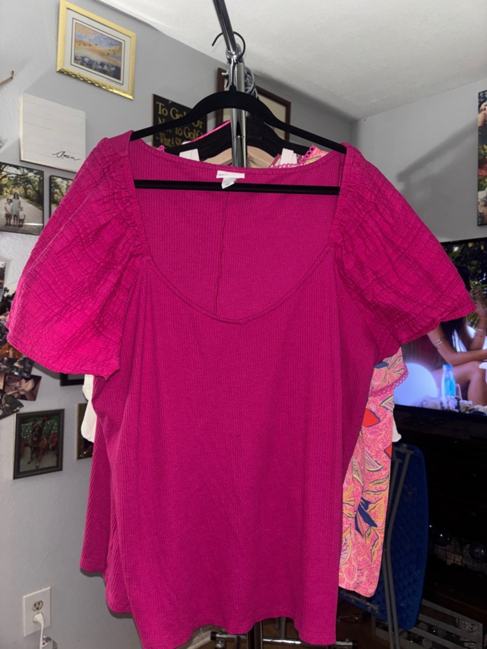Ava & Viv Balloon Sleeve Ribbed Top